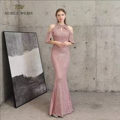 Pink Sequins Evening Gown Never Worn. Size 6. Material Is Slightly Stretchy. Ruffles Sleeves, Ruffle Prom Dress, Dress Elegant Long, Sequin Evening Dress, Dress With Ruffle Sleeves, Mermaid Evening Dress, Long Formal Dress, Elegant Prom, Long Prom Gowns