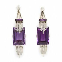 Bijoux Art Deco, Bijoux Art Nouveau, Kay Jewelry, Platinum Earrings, Purple Jewelry, Amethyst Jewelry, Art Deco Earrings, Deco Jewelry, Vintage Jewels