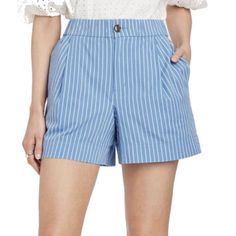 A New Day Blue & White Stripe Shorts. Women’s Size Xs Approx. 30” Waist + Some Stretch. Approx. 4.5” Inseam. 98% Cotton, 2% Spandex. Has Pockets. Brand New Without Tags Blue Shorts For Summer Daywear, Preppy Cotton Shorts For Day Out, Blue Shorts For Spring Daywear, Preppy Blue Cotton Shorts, Preppy Blue Bottoms With Pockets, Preppy Short Bottoms For Spring, Light Blue Summer Bottoms For Daywear, Light Blue Bottoms For Summer Daywear, Preppy Spring Short Bottoms