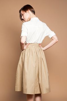 Beige Cotton Midi Skirt by Mrs Pomeranz by mrspomeranz on Etsy Beige Pleated Skirt, Beige Midi Skirt, Custom Skirt, Cocktail Skirt, Cocktail Skirts, Midi Skirt With Pockets, Full Midi Skirt, Formal Tops, Pocket Skirt