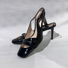 Emilio Pucci. Black Patent Leather, Open Toe Sling Backs With A 3 1/2 Inch Heel. Nwot Formal Patent Leather Slingback Sandals, Classic High Heel Slingback Sandals For Evening, Classic Slingback Sandals With High Heel For Evening, Sleek Square Toe Slingback Pumps For Party, Chic Square Toe Slingback Pumps For Party, Elegant Patent Leather Slingback Pumps With 4-inch Heel, Sleek Slingback Pumps With Square Toe For Party, Luxury Evening Slingback Pumps With Square Toe, Formal Closed Toe Slingback Sandals With Deep Heel Cup