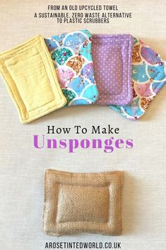 how to make unspongges from an old recycled towel and other sewing supplies