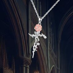 The Rose Cross necklace symbolizes the union of love and faith, representing hope, purity, redemption, and a bright future. Ideal for religious occasions like church worship, it combines beauty with deep significance.  This necklace is a perfect gift for Christians or anyone who appreciates floral and religious elements, making it a meaningful accessory for daily wear. Pendant Size: 1.26" x 0.71" Chain Length: 18" + 2" extender (adjustable to 20"). Church Worship, Faith And Hope, Faith Cross, Symbol Of Love, A Symbol, Christian Jewelry, Religious Gifts, Love Symbols, Christian Gifts