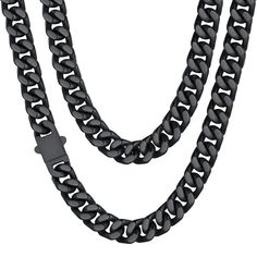 PRICES MAY VARY. ✦Men Cuban Chain: Sturdy construction, well-made curb chain necklace, great looking with fold over clasp. Chunky hiphop jewelry. ✦Size: 5mm/7mm/9mm/12mm Width, 18-30 inch length. ✦Material: Sturdy 316L stainless steel, 18k real gold plated/black metal plated. Highly resisted to rust, Safe and Comfortable for Skin,100% Nickel Free, Hypoallergenic. ✦Unique Gift-- Great gifts for Father's Day, Birthday, Christmas, Holiday, Stocking Stuffer, Graduation, Groomsman, Anniversary, Valen Hip Hop Jewelry Chains, Cuban Chain Necklace, Cuban Link Chain Necklaces, Miami Cuban, Mens Jewelry Necklace, Jewelry Images, Hip Hop Jewelry, Send Gift, Black Chain