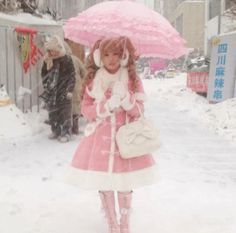 Dolly Winter Outfits, Himekaji Winter Outfits, Egl Fashion Sweet, Hime Gyaru, Gyaru Fashion, Creation Couture, Sweet Lolita, Outfits Winter