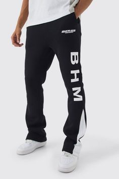 Slim Fit Moto Series Flared Stacked Gusset Jogger | boohooMAN USA Mens Joggers Outfit, Smart Trainers, Gym Joggers, Gym Jacket, Plus Size Joggers, Plain Hoodies, Slim Fit Joggers, Comfy Sweatpants, Party Mode