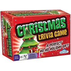 a christmas trivia game in a red box