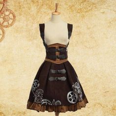 Gacha Steampunk Outfits, Mechanical Outfit, Steampunk Librarian, Modern Steampunk Fashion, Steam Punk Dress, Cosplay Materials, Steampunk Dresses, Clock Dress, Steampunk Outfits Women