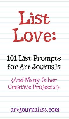 the book list love 101 list prompts for art journals and many other creative projects