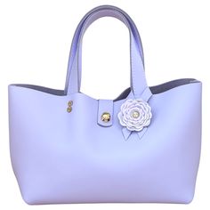 Lavender Leather Classic Tote Bag with Ombre Flower - Bag 129 Elegant Purple Top Handle Shoulder Bag, Chic Flower-shaped Bag For Daily Use, Chic Flower-shaped Shoulder Bag For Everyday Use, Elegant Purple Tote Bag, Elegant Purple Shoulder Bag With Detachable Handle, Elegant Purple Shopping Bag, Elegant Purple Shopping Bags, Elegant Flower Shoulder Bag For Everyday Use, Elegant Purple Shoulder Bag With Double Handle