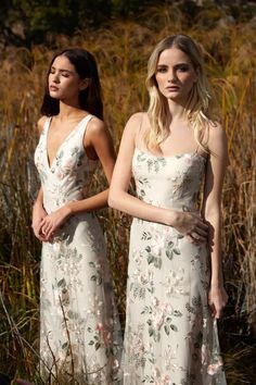 Drew by Jenny Yoo | Shop Online Now Fitted Bridesmaid Dress With Illusion Neckline, Ethereal Fitted Dress With Sheer Bodice, Delicate Fitted Dresses For Garden Party, Fitted Illusion Neckline Bridesmaid Dress, Spring Dresses With Illusion Neckline And Fitted Bodice, Summer Bridesmaid Dresses With Illusion Neckline, Delicate Fitted Sleeveless Dress, Fitted Illusion Neckline Dress For Bridesmaids, Wedding Dresses With Floral Embroidery And Fitted Bodice