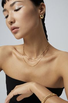 Metal: 18ct Gold Plated on Sterling Silver
Length: 380mm +60mm(15”+2.4”)
Weight: 5.7g
$72 Three Layer Chain, Layer Chain Necklace, Triple Layer Necklace, Layer Chain, Diy Jewelry Holder, Multi Chain Necklace, Layered Chain Necklace, Layered Chains, Chain Design