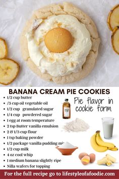 banana cream pie cookies recipe with ingredients