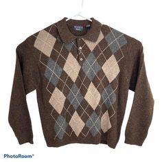 Trader Bay Geometric Silk Wool Blend Long Sleeve Sweater Xl Pullover Winter Geometric Made In China Machine Washable Size: Mens Xl Condition: New V-neck Top With Argyle Pattern For Fall, Fitted Plaid Long Sleeve Sweater, Fall Argyle V-neck Top, Retro Long Sleeve Argyle Sweater, Fitted Long Sleeve Plaid Sweater, Fall V-neck Top With Argyle Pattern, Winter V-neck Argyle Pattern Top, Casual Argyle Pattern Top For Fall, Brown Argyle Pattern Long Sleeve Sweater