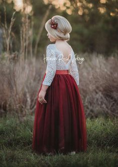 burgundy and white tulle and lace flower girl dress for wedding season Burgundy Flower Girls, Red And White Flower Girl Dresses, Flower Girl Dresses With Sleeves, Velvet Flower Girl Dresses, Maroon Flower Girl Dress, Flower Girl Dresses Burgundy, Winter Flower Girl Dresses, Red Rustic Wedding, Flower Girl Dress With Sleeves