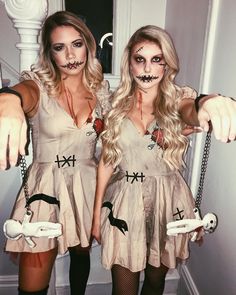 two women dressed up as zombies for halloween