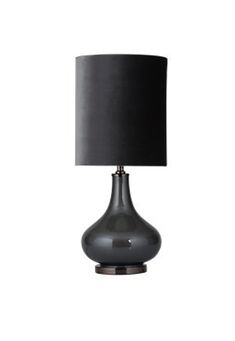 a lamp with a black shade on it