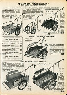 an old advertisement showing the different types of carts