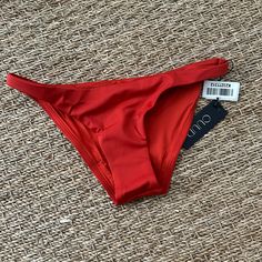 Brand New With Tags Cuup Bikini Swimsuit Bottoms. Size 1/Xs. In Color "Lava" Red Stretch Swimwear With Lined Body, Red Lined Swimwear For Pool, Red Stretch Lined Swimwear, Red Stretch T-back Swimwear, Red Moisture-wicking Swimwear For Beach, Red Stretch Swimwear With Built-in Bra, Red Swimwear With Built-in Bra And Stretch, Red Nylon Swimwear With Built-in Bra, Swim Suit Bottoms