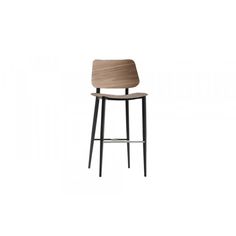 an image of a bar stool with wooden seat and metal frame, on white background