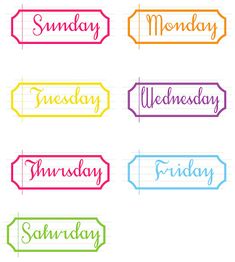 project life weekday tabs -- free from simple brighton http://www.simplebrighton.com/2012/07/project-life-free-printable-vintage.html# Project Life Free, Moleskine Planner, Project Life Printables, Cursive Alphabet, Pretty Printables, Printable Vintage, Days Of The Week, Book Projects, Journal Printables