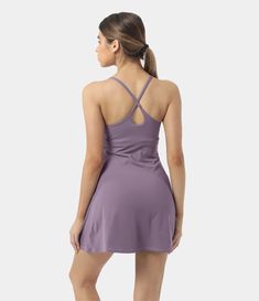 Women's Everyday Cloudful® 2-in-1 Flare Golf Dress-Wannabe. Nylon, Nylon-77%, Spandex, Spandex-23%. 4-way stretch. Crossover, Side Waistband Pocket. Machine wash cold. Do not dry clean. Do not iron. Do not bleach. Wash with like colors. Turn garment inside out. Crisscross. Spaghetti Strap. Peachy. Low intensity recreation. Plain. Casual, Dance. Cloud9. Slip Dress Beach, In My Feels, Workout Dress, Active Dress, Yoga Dress, Basic Black Dress, Everyday Workout, Golf Dresses, Compression Fabric