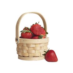 strawberries in a basket on a white background