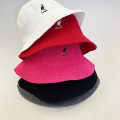 New, Never Wore Only The Red One Fits The Circumference Of The Head: 22”(56cm) To 22.8”(58cm) Adjustable Pink Flat Brim Bucket Hat, Casual Red Hat With Short Brim, Red Adjustable Cloche Hat, Red Brimmed Bucket Hat For Spring, Casual Red Cap Sun Hat, Casual Red Bucket Hat For Winter, Red Casual Sun Hat With Short Brim, Trendy Red Brimmed Sun Hat, Red Casual Brimmed Hat