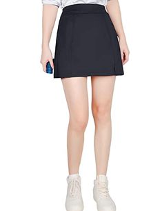 Lesmart Women's Active Athletic Pockets Golf Skirt Sporty Go-dry Skirt For Workout, Sports Mini Skort In Elastane, Versatile Stretch Skort For Sports, Moisture-wicking Stretch Nylon Skort, Stretch Nylon Skort With Moisture-wicking, Fitted Workout Skirt With Go-dry Technology, Stretch Nylon Skort With Lined Skirt, Sporty 4-way Stretch Workout Skirt, Sports Skirt In Elastane