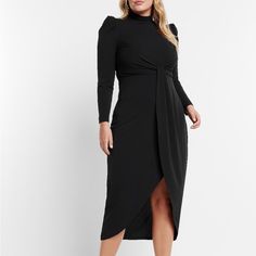 New With Tags. Very Cute, Long Sleeve, Twist Front Midi Dress From Express. Winter Ruched Midi Dress For Date Night, Winter Midi Dress For Date Night With Ruched Detail, Winter Date Night Midi Dress With Ruched Detail, Winter Date Night Ruched Midi Dress, Black Puff Sleeve Midi Dress With Ruched Detail, Black Puff-sleeve Ruched Midi Dress, Black Midi Dress With Puff Sleeves And Ruched Detail, Black Midi Dress With Ruched Puff Sleeves, Dressy Ruched Midi Dress For Fall