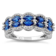 Top of ring height: 8.4mm

Top of ring width: 6.5mm

Band width: 6.5mm

Shank width: 2.4mm



Stone material: blue & clear cubic zirconia

Stone shape: marquise & round cut

Total number of CZ stones: 68

Stone setting: prong setting



Metal: 925 sterling silver

Plating: rhodium plated

Finish: high polish Blue Cubic Zirconia Rings With Diamond Accents, Blue Cubic Zirconia Diamond Ring With Center Stone, Blue Cubic Zirconia Promise Ring, Blue Cubic Zirconia Diamond Ring With Prong Setting, Blue Cubic Zirconia Topaz Ring With Round Cut, Sapphire Crystal Ring With Cubic Zirconia Accent Stones, Blue Topaz Cubic Zirconia Ring With Round Cut, Blue Topaz Ring With Cubic Zirconia, Blue Cubic Zirconia Rings With Round Cut