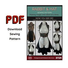 the cover of rabbit and hat sewing pattern is shown with instructions for how to sew