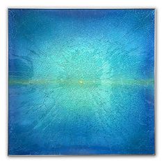 an abstract painting with blue and green colors