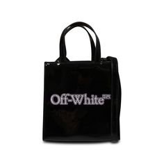 Color: Black patent-effect faux leather bag with shoulder strap and handles. It is embellished with argnet and pink logo on the front. 100% Polyurethane. White Bags With Double Handle And Logo Hardware, White Double Handle Shoulder Bag With Logo Hardware, White Tote Shoulder Bag With Logo Hardware, Luxury White Bag With Logo Print, Luxury Rectangular Shoulder Bag With Logo Print, Leather Shoulder Bag With Logo Print, Modern Rectangular Shoulder Bag With Logo Print, White Shoulder Bag With Logo Hardware For Shopping, Leather Tote Bag With Logo Print