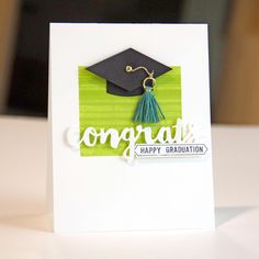 congratulations card with graduation cap and tassel