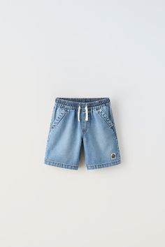 DRAWSTRING LABEL DENIM SHORTS - Mid-blue | ZARA United States Boys Denim Shorts, Boys Denim, Back Patch, Zara United States, Blazer Dress, Swimwear Accessories, Jeans Pants, Jean Shirts, Boy Outfits