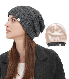 PRICES MAY VARY. Premium Quality from Hat Hut: The outer of our beanie is made of 100% premium, AZO free arcylic; The lining is 100% silky satin, which is of superior quality, softer and smoother. The chunky cable knit of the winter hat is thick enough for winter, ensures your head covered well and insulated from the cold. Hair-Friendly Satin Lined Beanie: Why does your hair get dry and frizzy in winter? It is because of the dry wind, sun and cold, they damage our hair when we go outside. Our sa Satin Lined Beanie, Cold Hair, Quick Fashion, Chunky Hat, All Hairstyles, Chunky Cable Knit, Hair Healthy, Women's Beanie, Slouchy Beanie