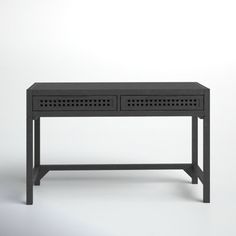 a black table with two drawers on it