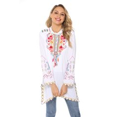 Women's Long Sleeve Blouse Embroidery Bohemia Style Blouse Embroidery, Bohemia Style, Cheap Clothing, Boho Style Outfits, Embroidery Blouse, Women Shirts Blouse, Cheap Clothes, Clothing Women, Floral Embroidery