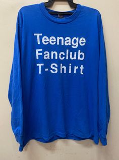 Item :Vintage Rare teenage fanclub back again longsleeve shirt Armpit to Armpit : 24" Length :29" XLarge  metarials : 100%cotton  conditions used vintage  refer to pics carefully original / authentic  ACCEPT PAYMENT: PAYPAL ONLY ALL ITEM WILL BE SHIPPED WITHIN 3-5 BUSINESS DAY AFTER RECEIVING CLEARED PAYMENT AND DELIVERED 3-5WEEKS WE ARE USING DHL SHIPPING EXPRESS WITH YOUR TRACKING NUMBER. PLEASE LEAVE YOUR PHONE NUMBER DURING PURCHASE.PHONE NUMBER REQUIRES FOR DHL SHIPPING EXPRESS  (VERY IMPORTANT)  THANKS FOR VIEWING 👍😊 Retro Long Sleeve Tops With Screen Print, Retro Long Sleeve Shirt For Streetwear, Cotton Long Sleeve Tops For Fan Merchandise, Long Sleeve Shirt With Screen Print For Streetwear, Oversized Long Sleeve Shirt With Screen Print, Retro Long Sleeve T-shirt For Streetwear, Retro Long Sleeve T-shirt With Screen Print, Retro Long Sleeve Streetwear T-shirt, Vintage Long Sleeve T-shirt With Letter Print