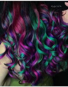 Hair Color Unique Peekaboo, Edgy Summer Hair Color, Vivid Hair Color Peekaboo, Dark Vivid Hair Color, Cool Hair Color Ideas For Blondes, Peekaboo Rainbow Hair, Fantasy Hair Color Ideas