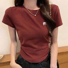 T-shirt Size Chart S bust 76 shoulder 34 sleeve 13 length 47 M bust 80 shoulder 35 sleeve 14 length 48 L bust 84 shoulder 36 sleeve 15 length 49 XL bust 88 shoulder 37 sleeve 16 length 50 The product is measured in "cm". 1 inch = 2.54 CM, 1 CM = 0.39 inch Casual Half Sleeve Stretch Tops, Spring Letter Print Half Sleeve Tops, Half Sleeve Letter Print Tops For Spring, Trendy Cotton Half Sleeve Tops, Fitted Casual Half-sleeve T-shirt, Basic Tops With Letter Print, Crop Top Summer, Summer Crop Tops, Top Summer