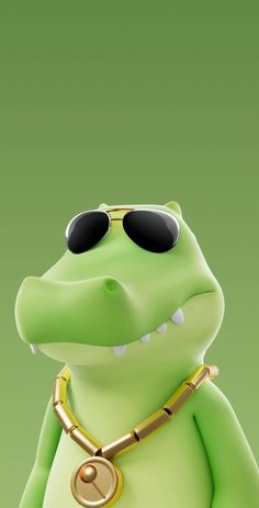 a cartoon alligator wearing sunglasses and a gold necklace