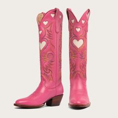 cityboots.com | Rosebud/Bone Heart Boot – CITY Boots Pink Cowboy Boots Zappos, Pink Western Ankle Boots, I Love Boots, Heart Western Boots, Candy Cowboy Boots, Cute Heart Boots, Xoxo Boots, Bridal Cowboy Boots, Vegan Cowboy Boots