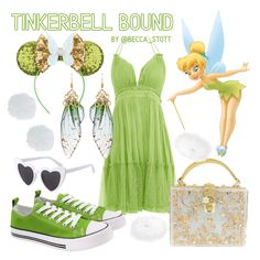 Fairy Tinkerbell Disney Bound Outfit for Spring / Summer cute style for a full day at Disney World Parks. Tinker Bell Disney Outfit, Tinkerbell Inspired Dress, Tinker Bell Outfit Ideas, Disney Bounding Tinkerbell, Tinkerbell Bounding, Cute Disney Princess Outfits, Tinkerbell Disney Outfit, Tinker Bell Disneybound, Tinker Bell Inspired Outfits