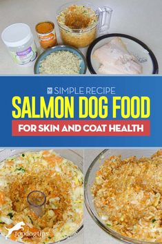 the cover of simple recipe salmon dog food for skin and coat health, including rice