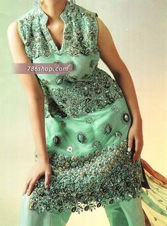 Sea Green Chiffon Suit -  Pakistani Party Dresses and Formal Wear Embroidery Stones, Cut Work Embroidery, Stitching Shirt, Chiffon Suit, Green Dupatta, Pakistani Party Wear Dresses, Suit Pakistani, Pakistani Formal Dresses, Pakistani Party Wear