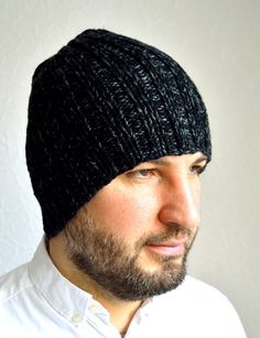 Hand Knit Men's Cashmere Hat STYLE: Feel cozy with this hand knit beanie hat, crafted from soft handspun cashmere yarns. Whether you're walking through the city or enjoying the outdoors, this hat will keep you warm. SEASON: Prepare for chilly days and brisk evenings with this light beanie. FIBER: Mink cashmere. These silky gloss handspun yarns ensures your hat is very soft and light. COLOR: Black and grey tones. UNIVERSAL FIT: Circumference - 23'' (59cm), length - 10.5'' (27cm). MADE: Hand knitt Soft Fits, Cashmere Hat, Mens Cashmere, Cashmere Beanie, Knit Men, Cashmere Yarn, Silk Yarn, Handspun Yarn, Knit Beanie Hat