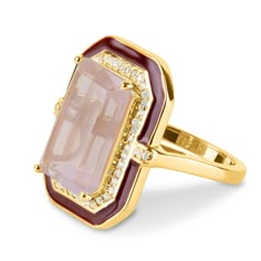 PRICES MAY VARY. HIGH QUALITY: Crafted with exquisite 14k gold-plated silver, this pink rose quartz ring is adorned with a 8 carat rose quartz, white sapphire accents and hand-painted brown enamel for unrivaled luxury. It is stamped with "925" for authenticity. HYPOALLERGENIC: For those seeking both style and comfort, this cocktail statement ring is designed to be 100% nickel free and hypoallergenic making it perfect for sensitive skin. Say goodbye to green fingers even after hours of wear! MATC Unique Womens Rings, Art Deco Gold Ring, Big Rings For Women, Art Deco Inspired Jewelry, Colored Stone Engagement Rings, Witcher Geralt, Jewelry Stack, Xmas Wishlist, Family Rings