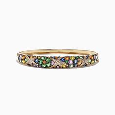 Effy Watercolors 14K Yellow Gold Multi Sapphire & Diamond Bangle, 7.89 TCW Fine Jewelry Multicolor Wedding Bracelet, Multicolor Fine Jewelry Bracelet For Wedding, Elegant Multicolor Gold Bangle Bracelet, Multicolor Bangle Bracelets For Anniversary, Elegant Multicolor Multi-stone Gold Bracelet, Multi Sapphire, Diamond Bangle, Sapphire Diamond, Best Sellers